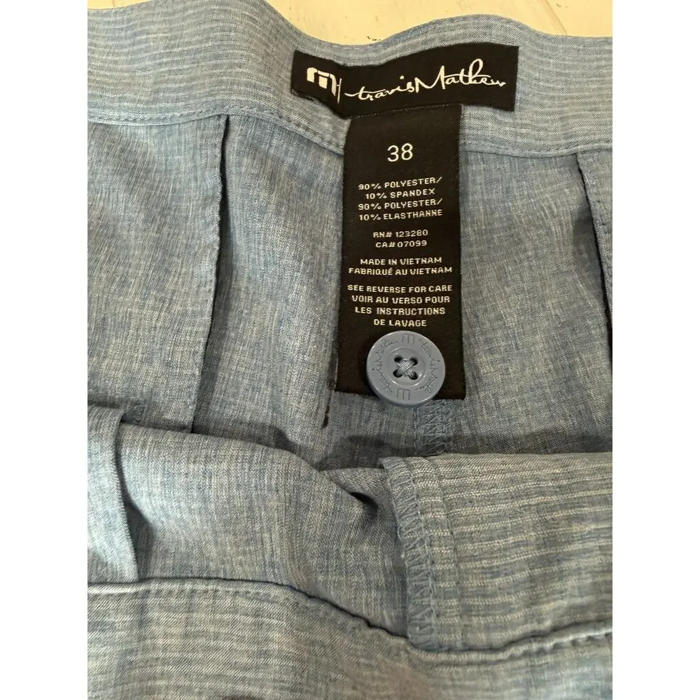 Travis Mathew Men`s Golf Shorts Polyester Stretch Size 38Blue #4710